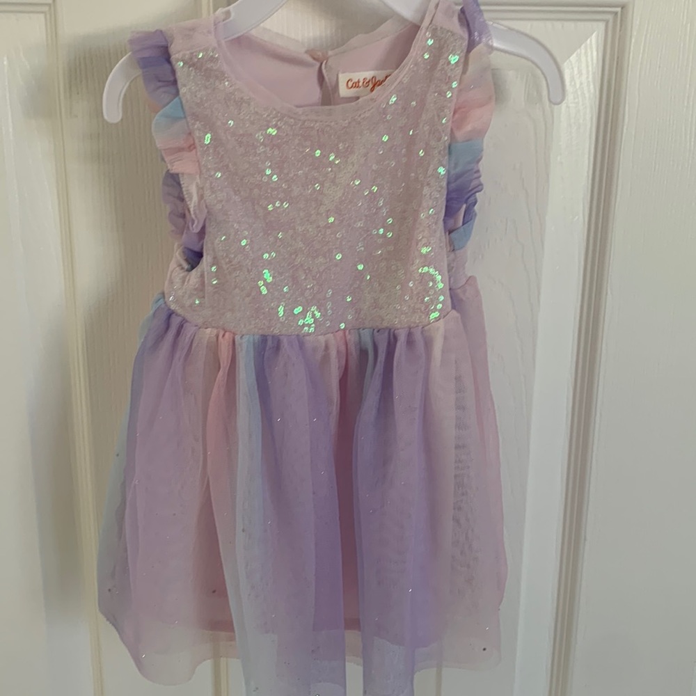 Fancy Blue Purple Pink Sequin Easter Dress by Cat and Jack Size 18 months